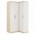 Eckkleiderschrank 3-türig Weiß Eiche Sonoma Spanplatte 95 x 95 x 195 cm