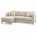 Ecksofa mit Recamiere links Beige Polyester L-Form 240 x 150 x 85 cm