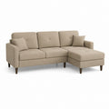 Ecksofa mit Recamiere rechts Beige Polyester 220 x 150 x 85 cm