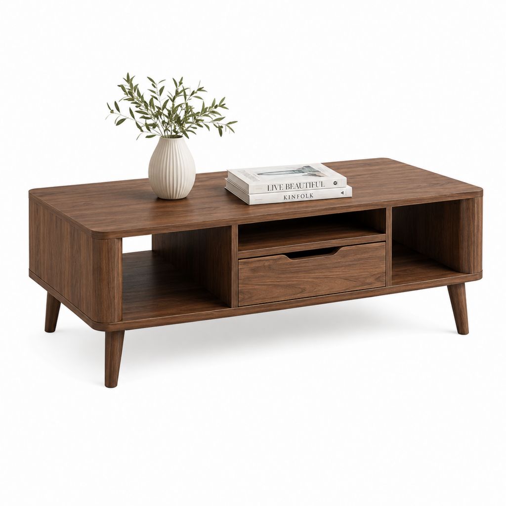 Couchtisch mit Schublade Walnussbraun MDF rechteckig 120 x 60 x 45 cm