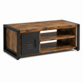 Couchtisch Braun Schwarz mit Stauraum aus MDF und Stahl rechteckig 100 x 50 x 45 cm