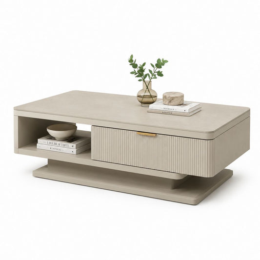 Couchtisch mit Schublade Beige MDF rechteckig 120 x 60 x 42 cm