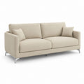 3-Sitzer Sofa Beige mit Polyesterbezug und Stahlfüßen 220 x 94 x 85 cm