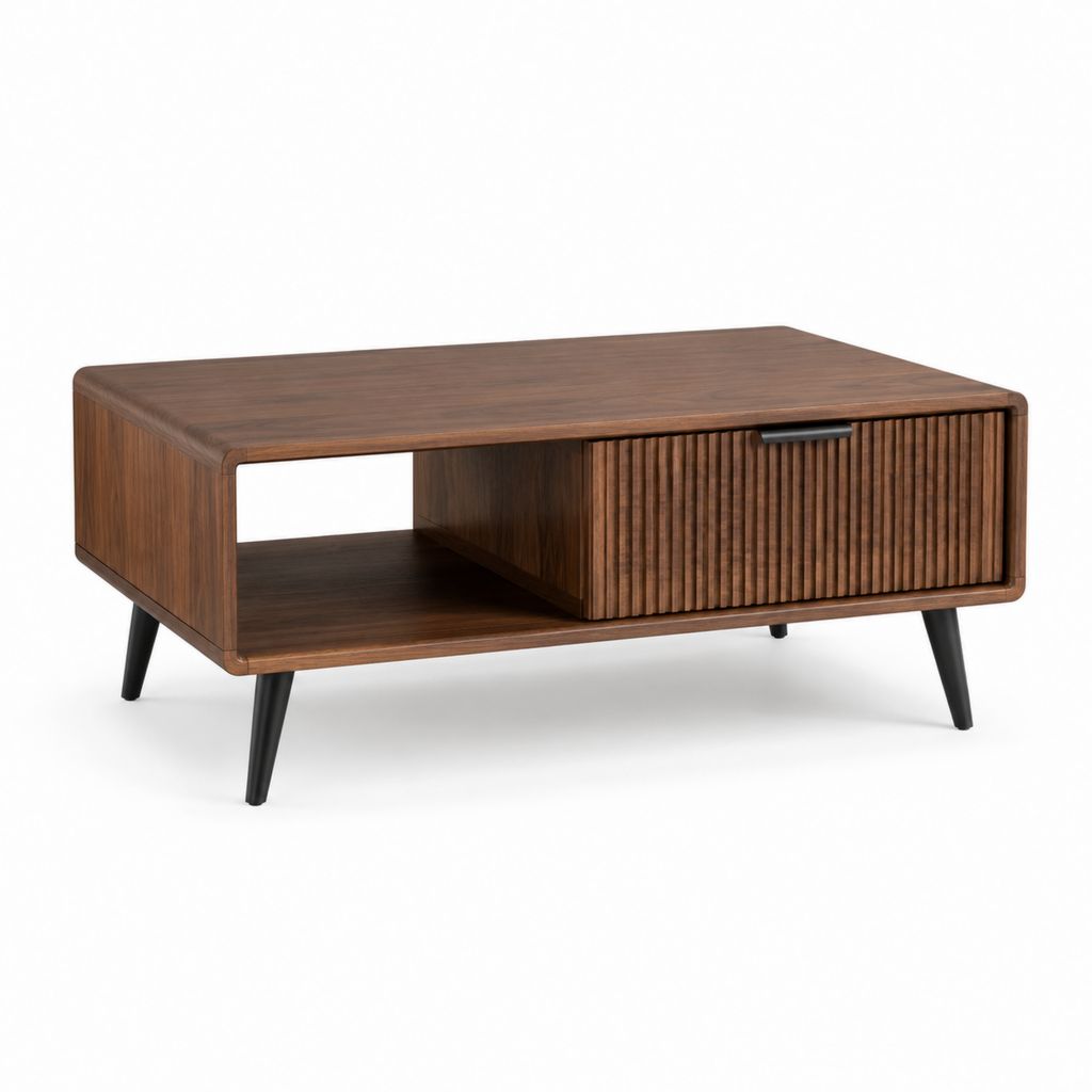 Couchtisch mit Stauraum Braun Walnussfurnier rechteckig 110 x 60 x 45 cm