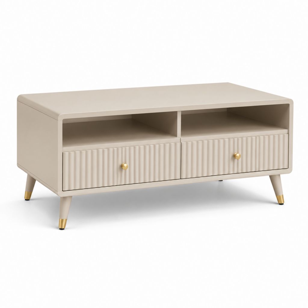 Couchtisch mit Stauraum Cremeweiß MDF rechteckig 100 x 50 x 45 cm