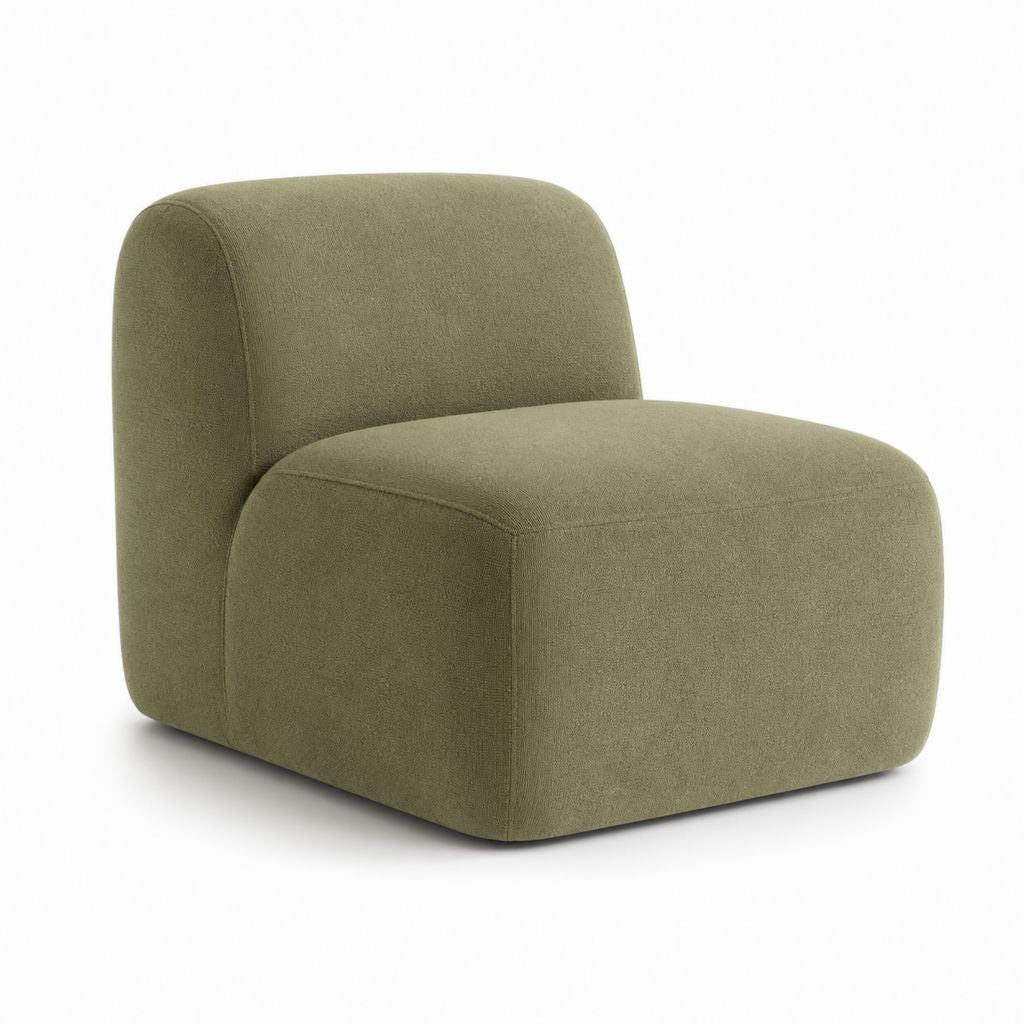 Wohnzimmersessel olivgrün aus Polyester mit abgerundeter Form 78 x 78 x 72 cm