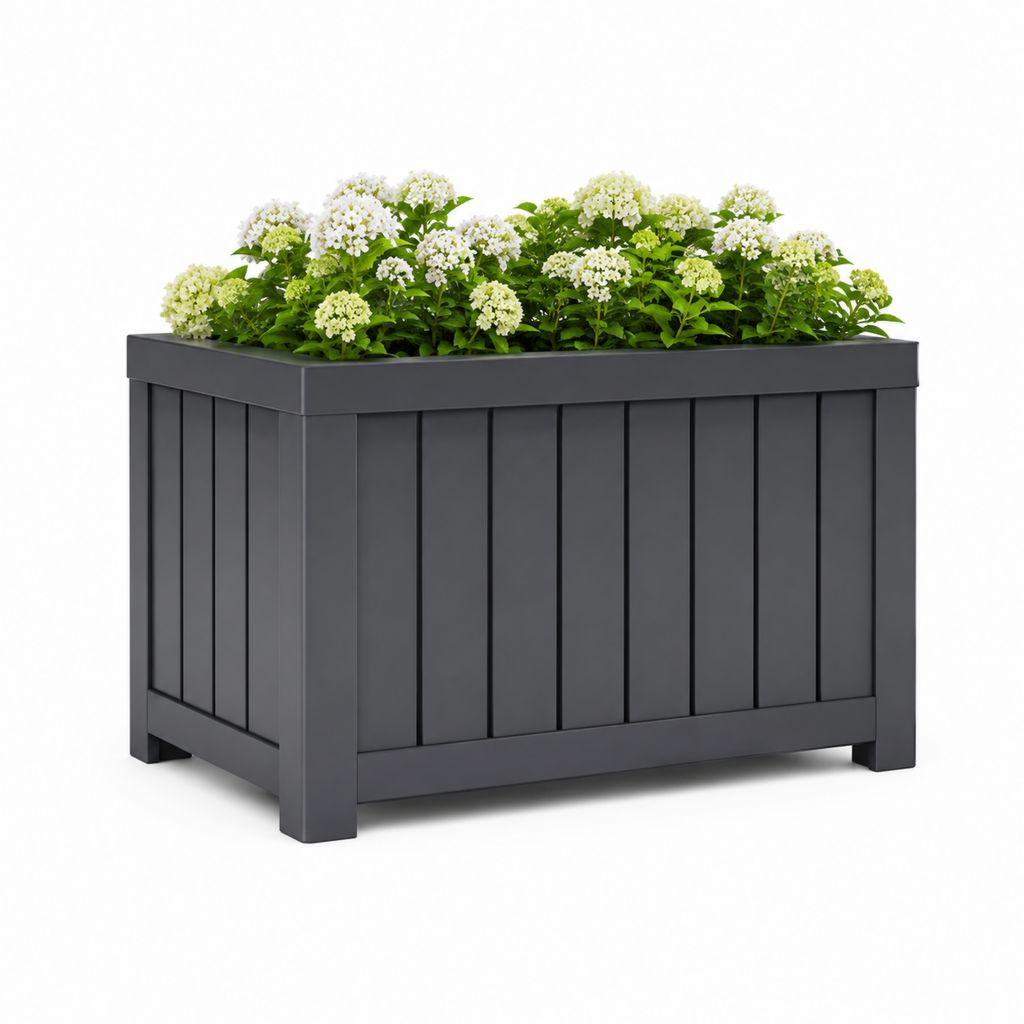 Pflanzkübel rechteckig Anthrazit aus pulverbeschichtetem verzinktem Stahl 100 x 40 x 70 cm