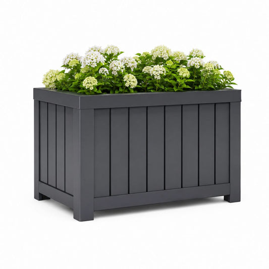 Pflanzkübel rechteckig Anthrazit aus pulverbeschichtetem verzinktem Stahl 100 x 40 x 70 cm