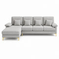 Ecksofa mit Recamiere Grau Polyester 4-Sitzer L-Form 260 x 160 x 85 cm