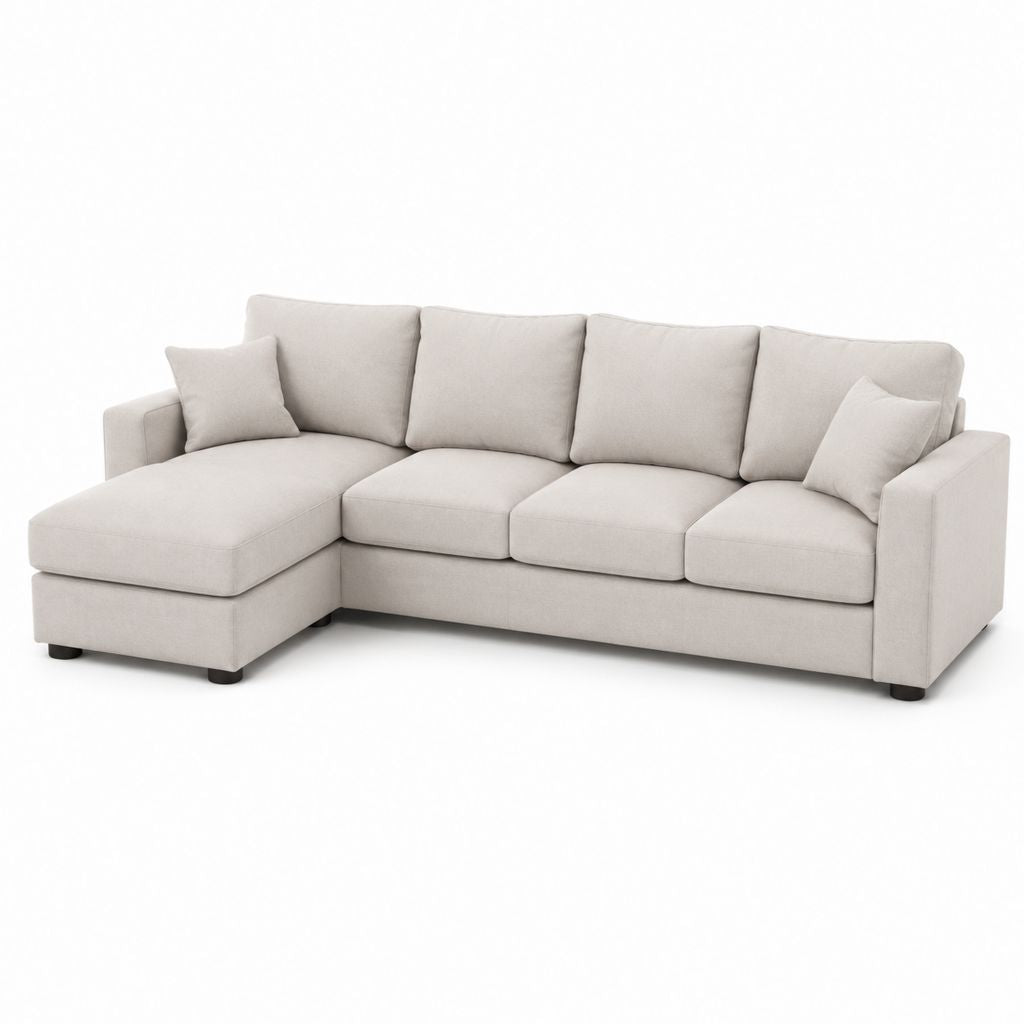 Ecksofa mit Recamiere Beige Polyester 280 x 160 x 85 cm