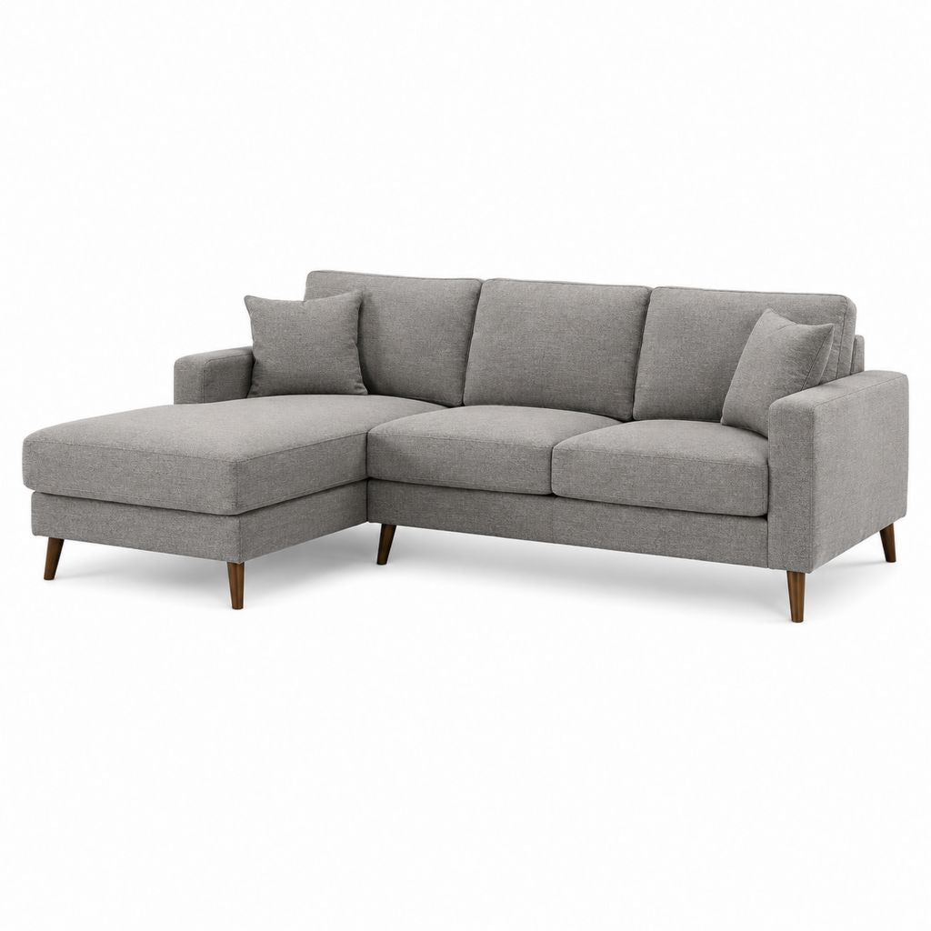Ecksofa mit linker Recamiere Grau Polyester L-Form 230 x 150 x 85 cm