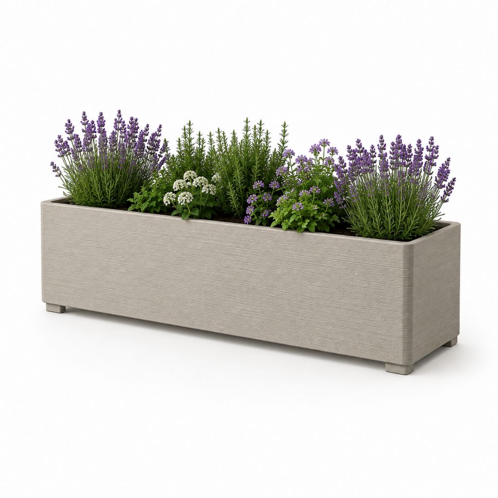 Pflanzkasten Beige aus PP Kunststoff rechteckig 100 x 30 x 40 cm