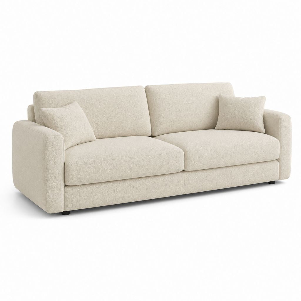 3-Sitzer Sofa Creme Polyester Rechteckig 220 x 95 x 85 cm