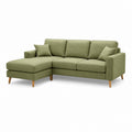 Ecksofa mit Recamiere Olivgrün Polyester Webstoff 245 x 155 x 85 cm
