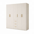Drehtürenschrank 5 Türen mit 3 Schubladen Cremeweiß Spanplatte rechteckig 250 x 60 x 200 cm