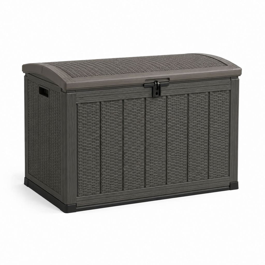 Garten-Aufbewahrungsbox Anthrazit aus Polypropylen in Rattanoptik 120 x 56 x 63 cm 300 L