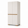 Kleiderschrank 4 Türen Weiß Eiche Dekor Spanplatte 90 x 50 x 200 cm