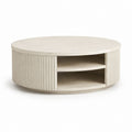 Couchtisch rund Cremeweiß Travertin 90 x 90 x 40 cm mit offenem Stauraum